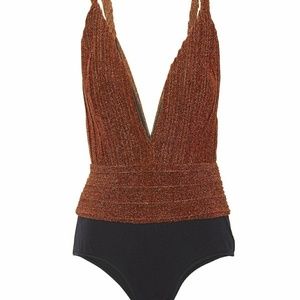 Lurex Deep V- Neck Bodysuit